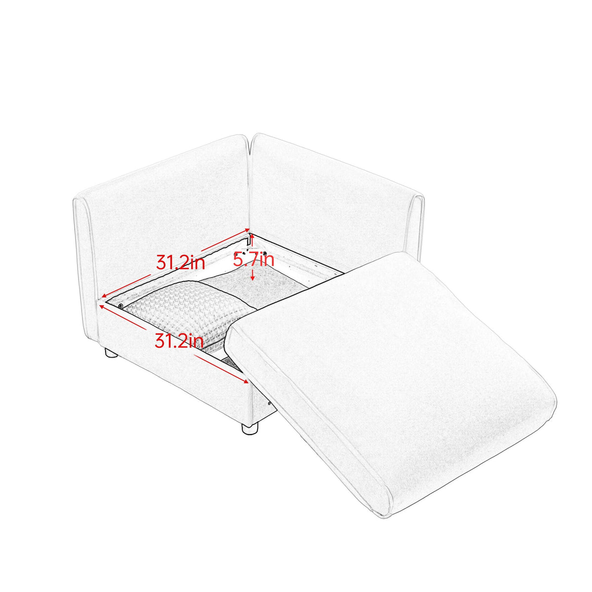 Modern Sofa with Storage and Cylindrical Backrest