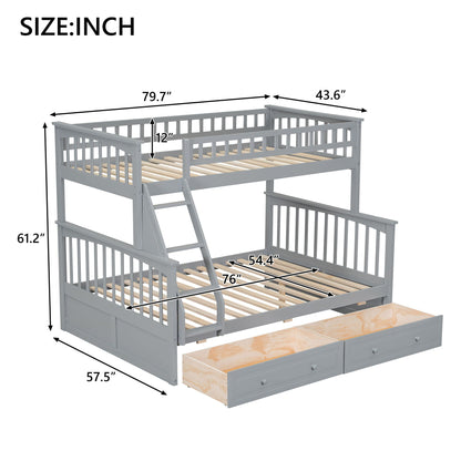 Bunk Bed With Drawers by HouseOfZazla in gray with built-in storage drawers and ladder on Tampa Home & Garden Store