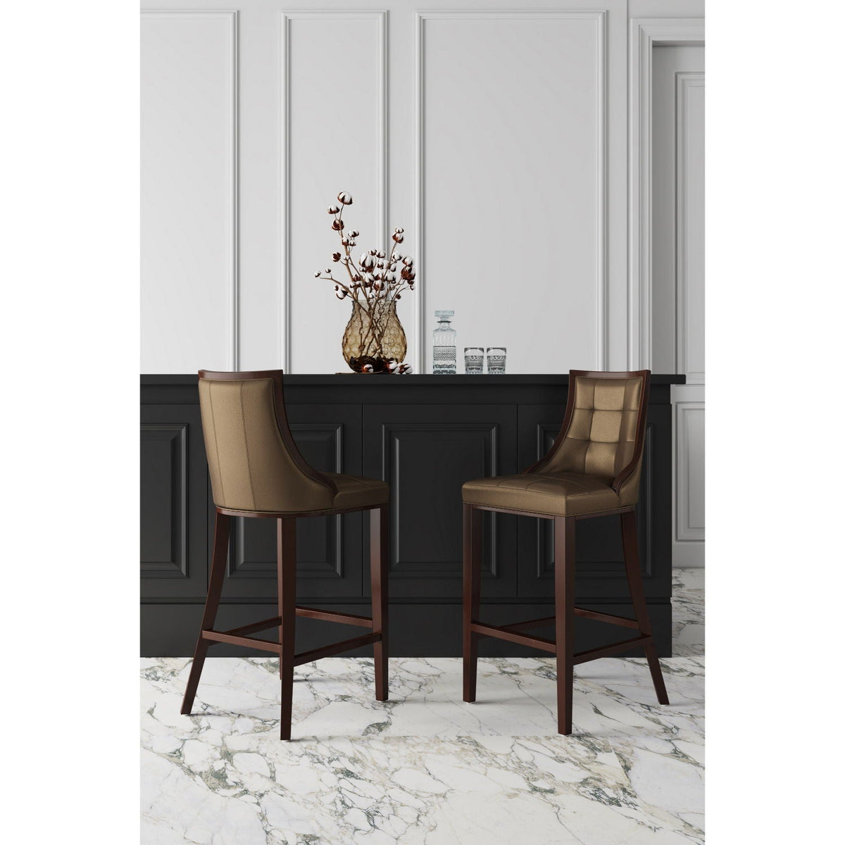 White bar height stool with solid wood frame, traditional design, pair on Tampa Home & Garden Store