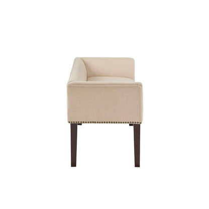 Elegant Bench with Solid Wood Frame Nailhead Trim