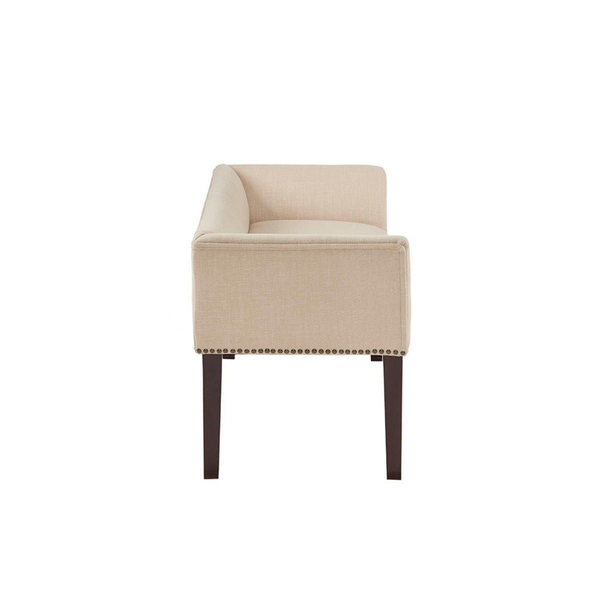 Elegant design upholstered bench with solid wood frame in beige fabric by HouseOfZazla on Tampa Home & Garden Store