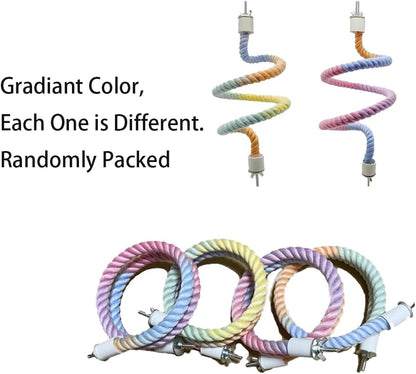 Gradient Color Bird Rope Perch set 2 spirals and 4 pastel rings Sell My Stuff on Tampa Home & Garden Store