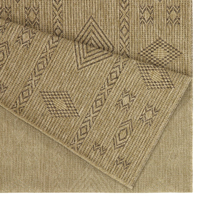 Durable Mocha Area Rug with Natural Flatweave by HouseOfZazla in warm geometric pattern on Tampa Home & Garden Store