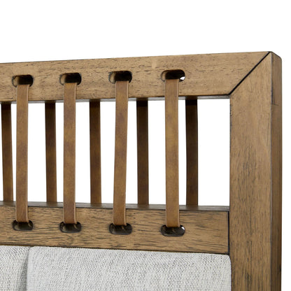 Elegant Upholstered Strap Panel Bed Latte Finish