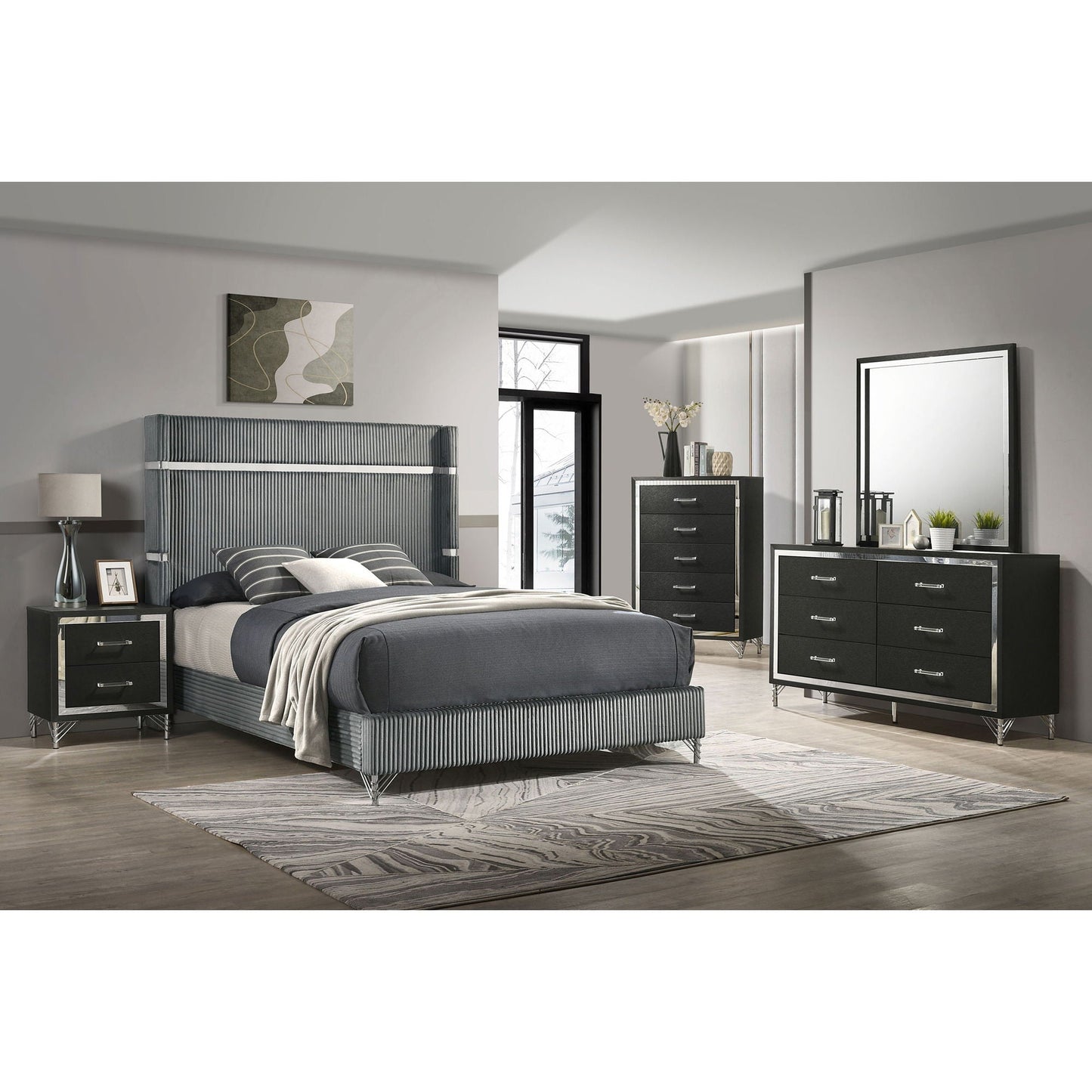 Malcolm Timeless Wingback Upholstered Bed