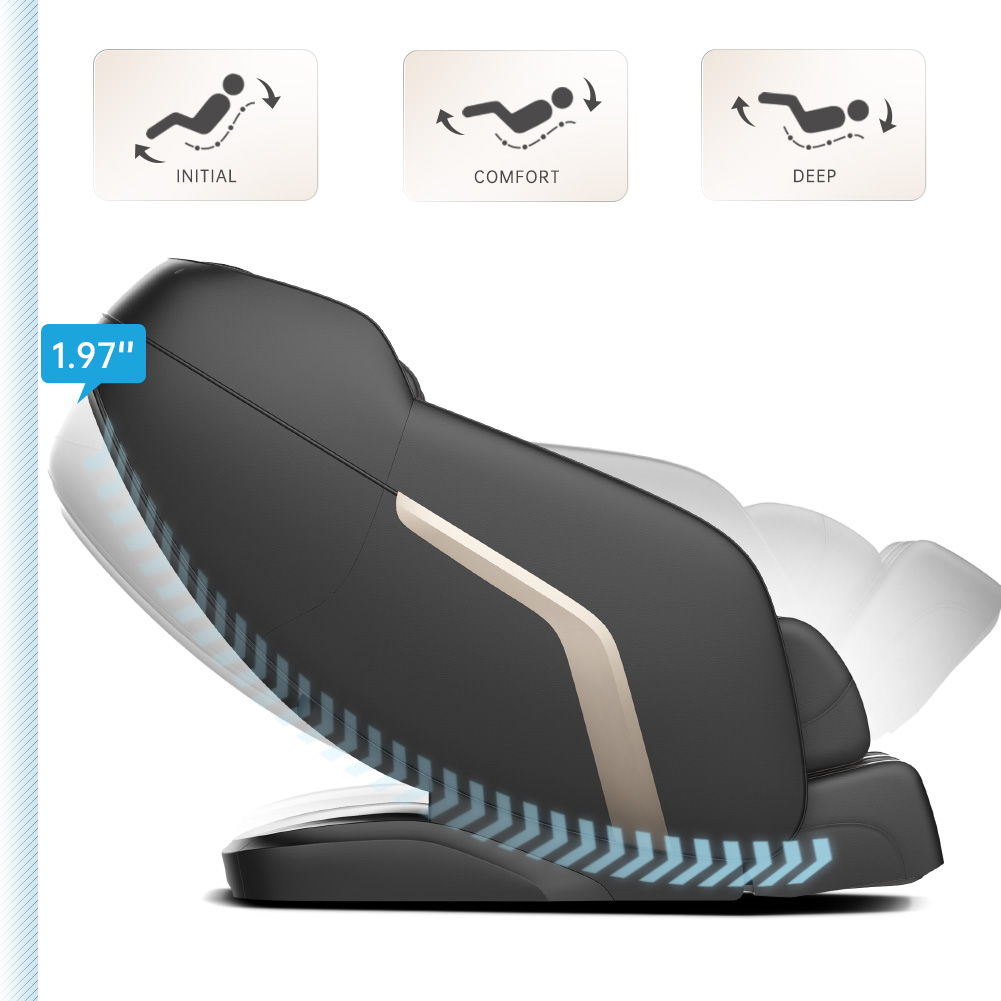Massage Chair HouseOfZazla black zero gravity recliner with SL-Track and LED base lights on Tampa Home & Garden Store