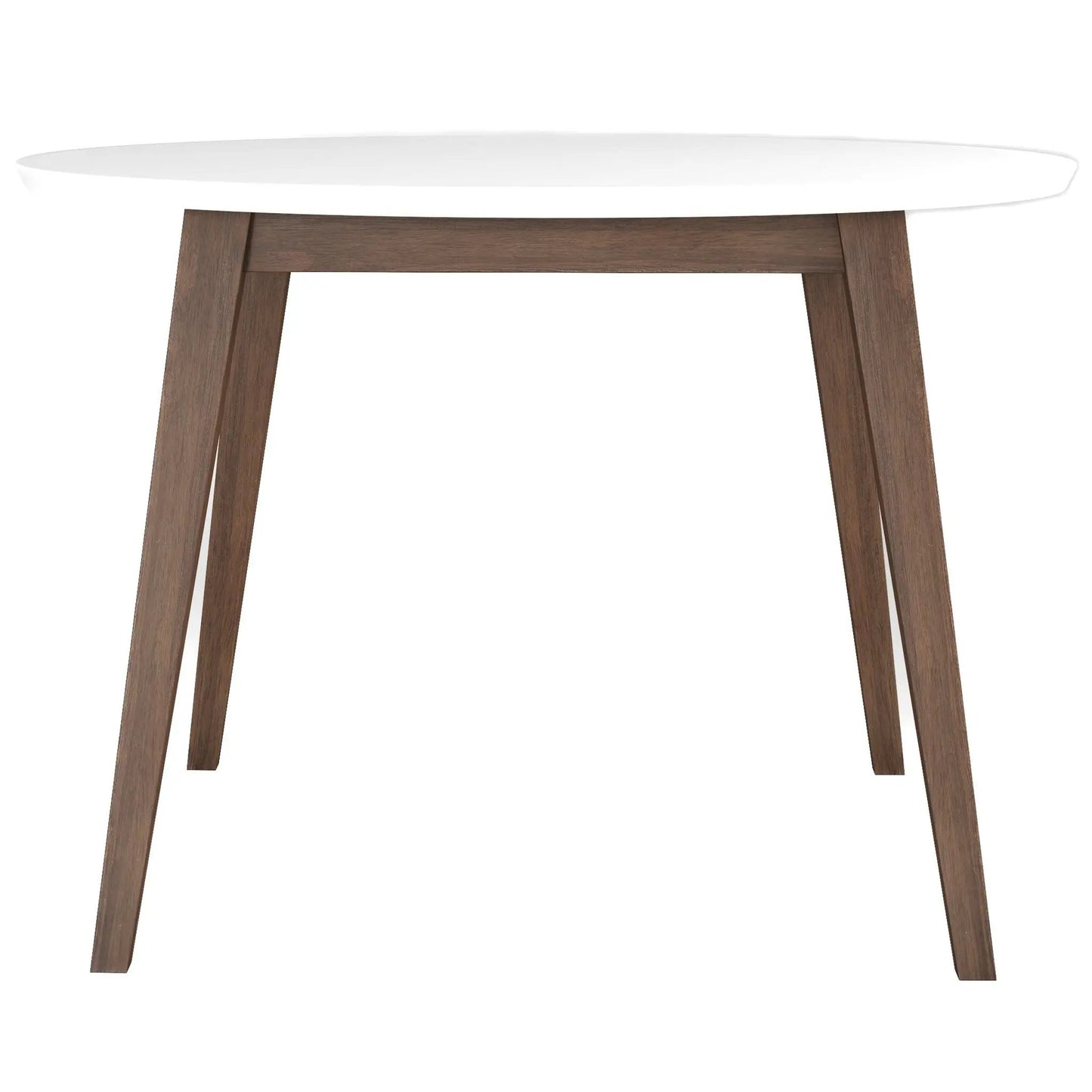 Paloma dining table with white oval top and dark wood angled legs on Tampa Home & Garden Store
