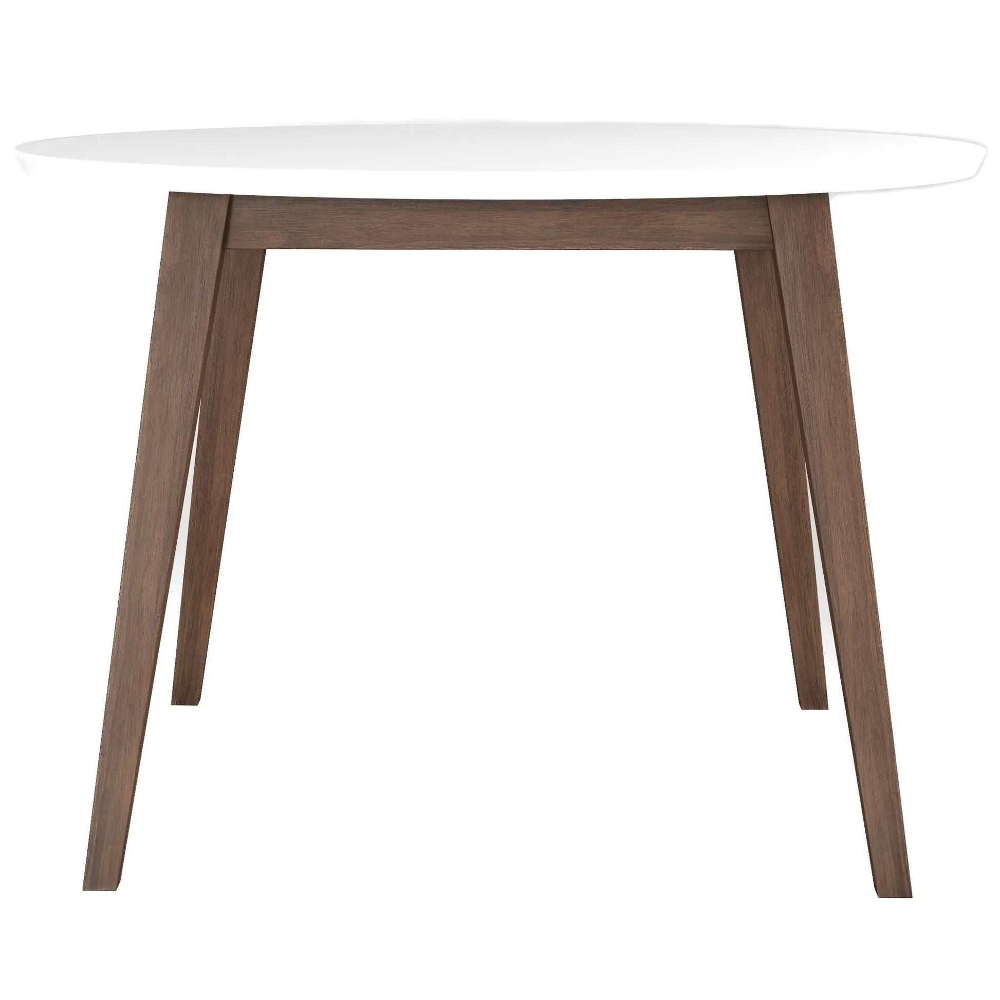 Paloma dining table with white oval top and dark wood angled legs on Tampa Home & Garden Store
