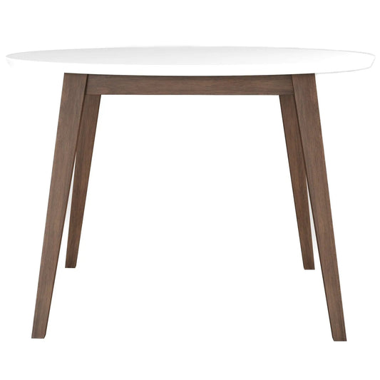 Paloma dining table with white oval top and dark wood angled legs on Tampa Home & Garden Store