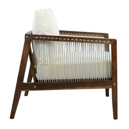Solid Acacia Wood Outdoor Chair with Rope Back