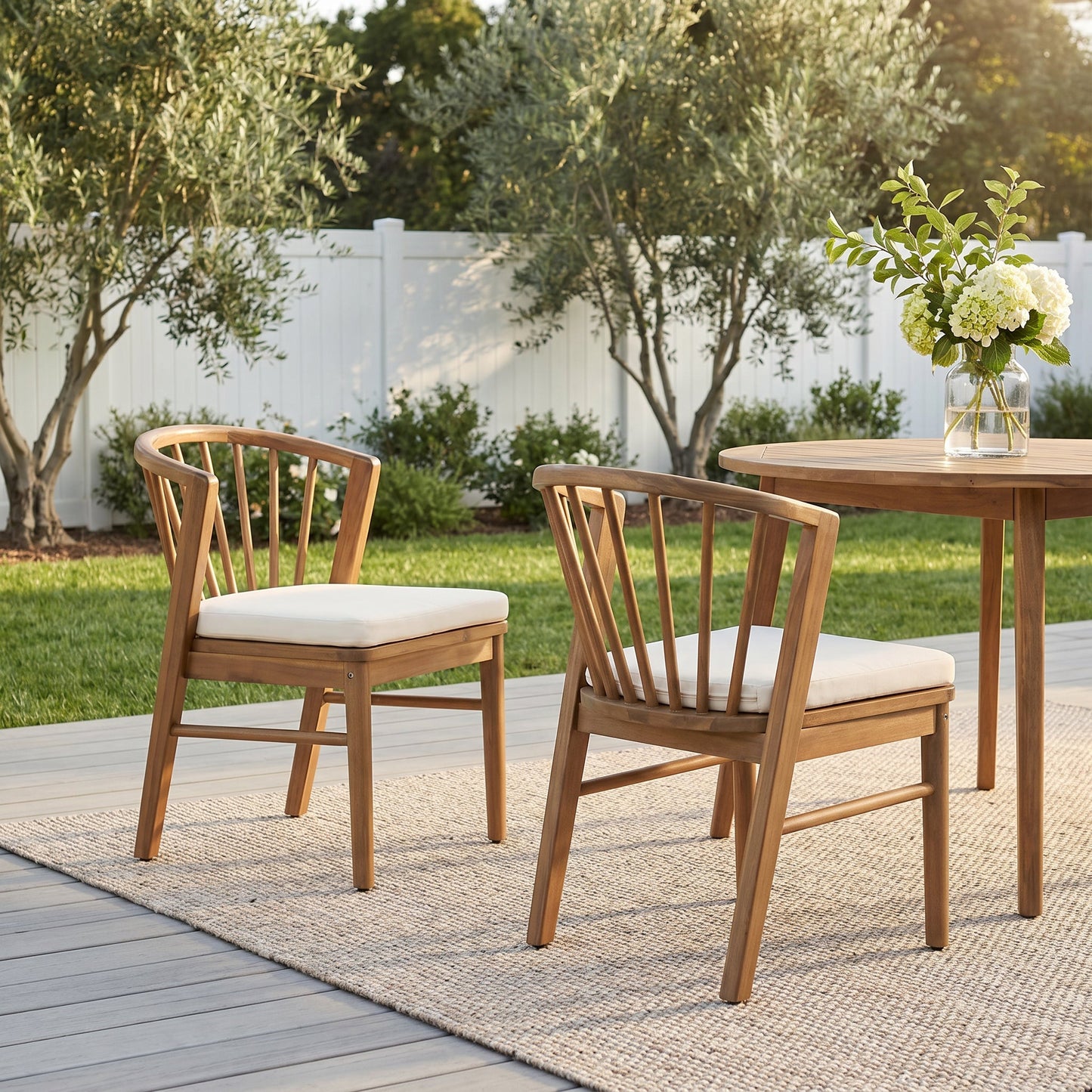 Acacia Wood Set of 2 Outdoor Dining Chairs