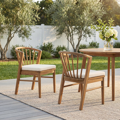 Acacia Wood Set of 2 Outdoor Dining Chairs