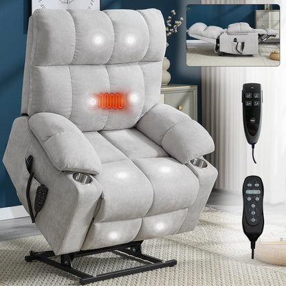 Beige dual motor power lift recliner chair by HouseOfZazla with infinite position reclining on Tampa Home & Garden Store