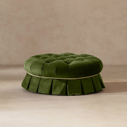 Roquefort 24.5in Dog Sofa Bed, Medium, Olive velvet tufted round pet bed with rope trim on Tampa Home & Garden Store