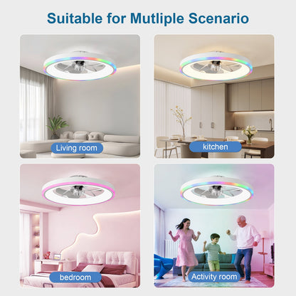 HouseOfZazla 23.6in RGB ceiling fan with lights white finish for living room on Tampa Home & Garden Store