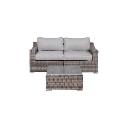 Outdoor Wicker Set With Glass Table And Cushions