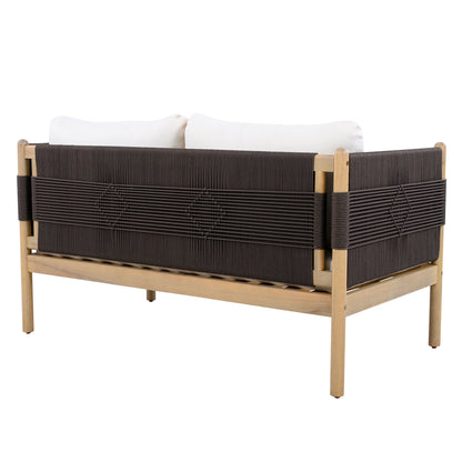 Acacia Loveseat With Diamond Rope And Cushions