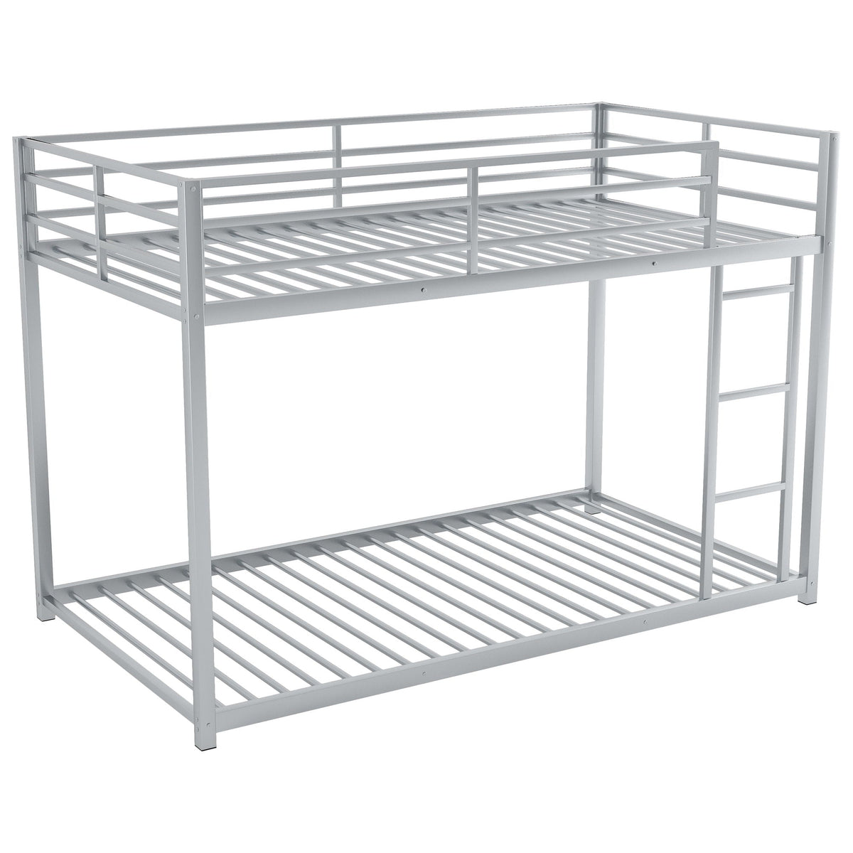 Metal bunk bed low with ladder, silver-gray frame, HouseOfZazla on Tampa Home & Garden Store