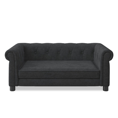 Modern Elegant Rectangle Dog Bed with durable elevated sofa design in dark charcoal fabric on Tampa Home & Garden Store