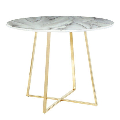 Contemporary Glam Round Marble Dining Table with white top and gold-tone legs on Tampa Home & Garden Store