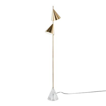 Cone contemporary floor lamp by HouseOfZazla in brass with conical shades and cone accent on Tampa Home & Garden Store