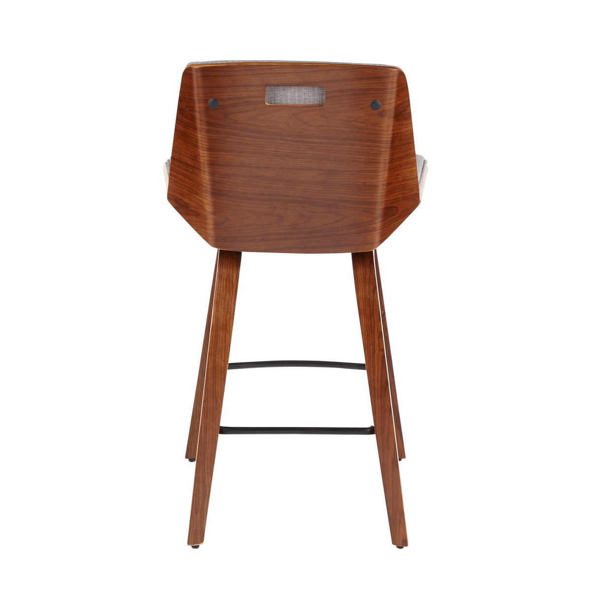 Mid Century Modern Counter Stool by HouseOfZazla with gray fabric back insert wood frame on Tampa Home & Garden Store