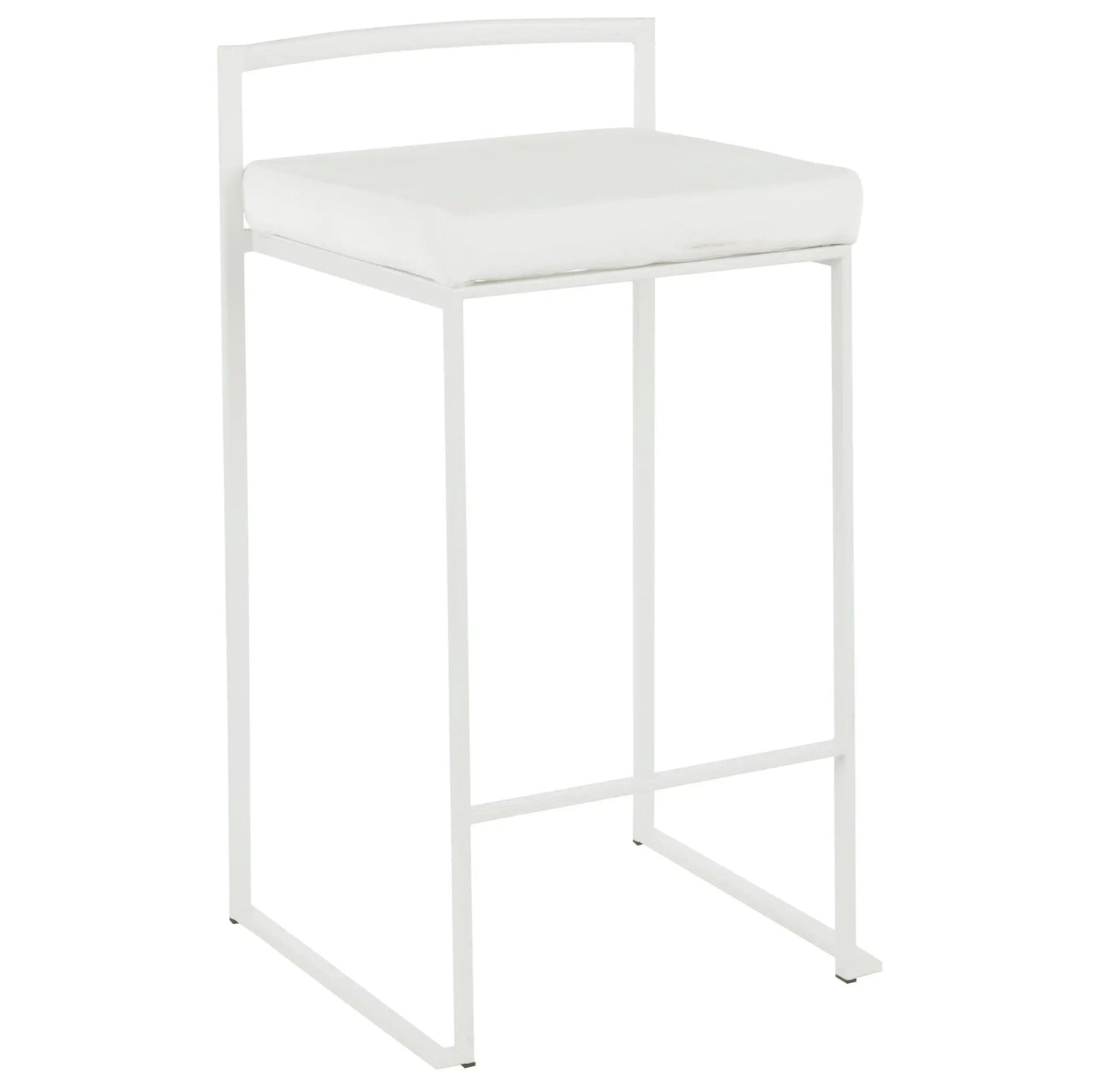 Fuji Simple Elegance modern stackable counter stool with white cushion and metal frame on Tampa Home & Garden Store
