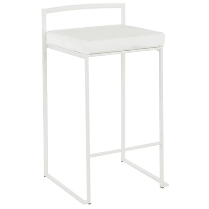 Fuji Simple Elegance modern stackable counter stool with white cushion and metal frame on Tampa Home & Garden Store