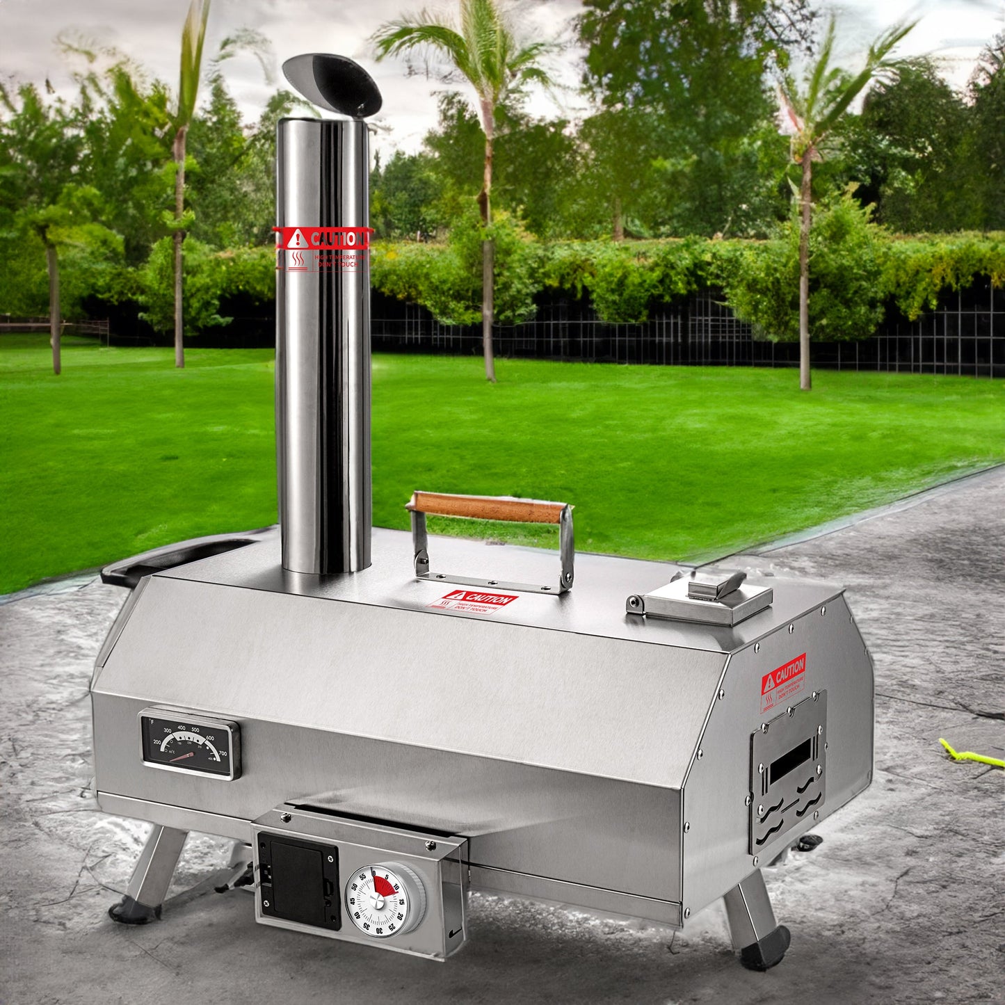 Stainless Steel Pizza Oven Outdoor 12" Automatic Rotatable Pizza Ovens Portable Wood Fired Pizza Oven Pizza Maker with Timer - Tampa Home & Garden Store