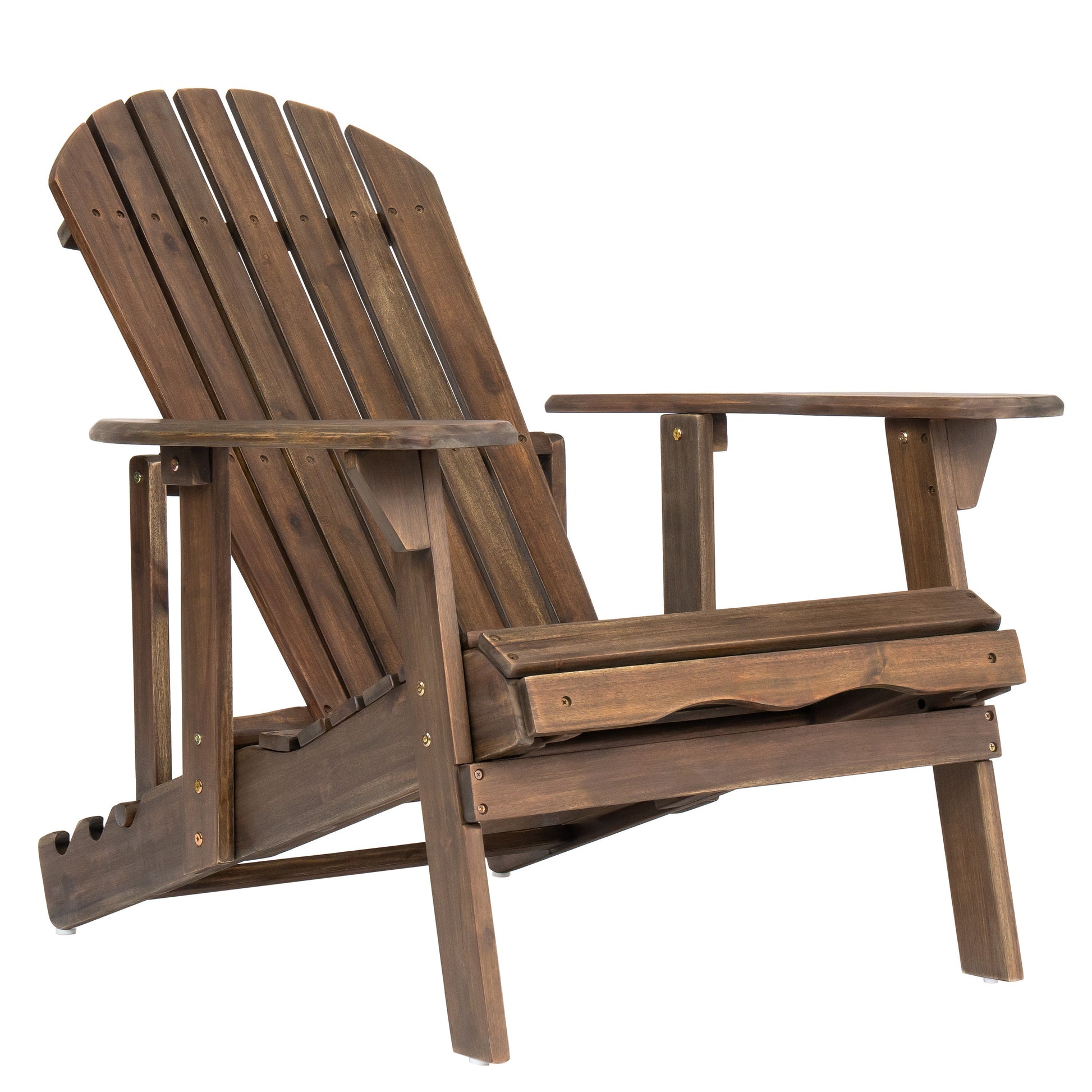 Malibu Adirondack Chair by HouseOfZazla in brown stained wood with a matching side table on Tampa Home & Garden Store