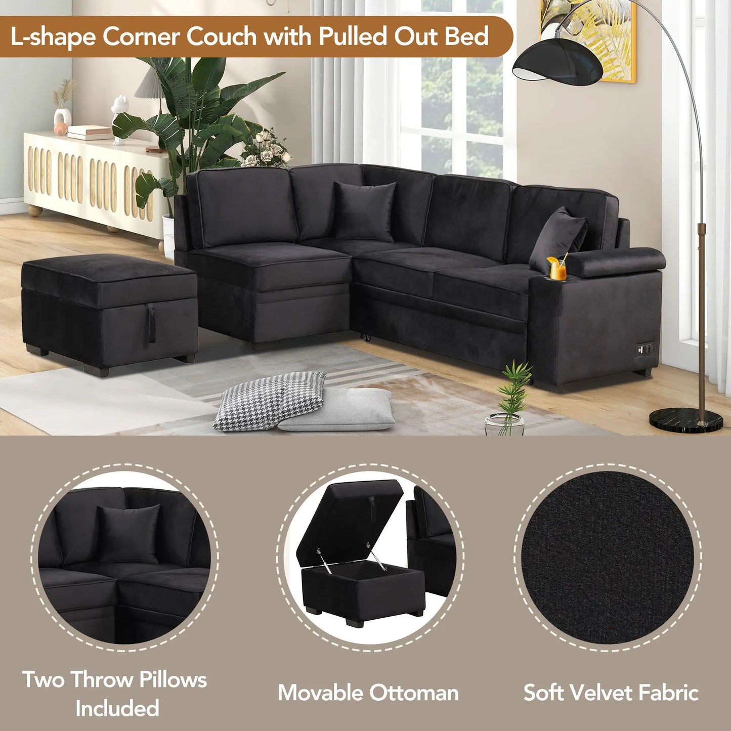 Sleeper Sofa Bed With Storage 2 In 1 Couch