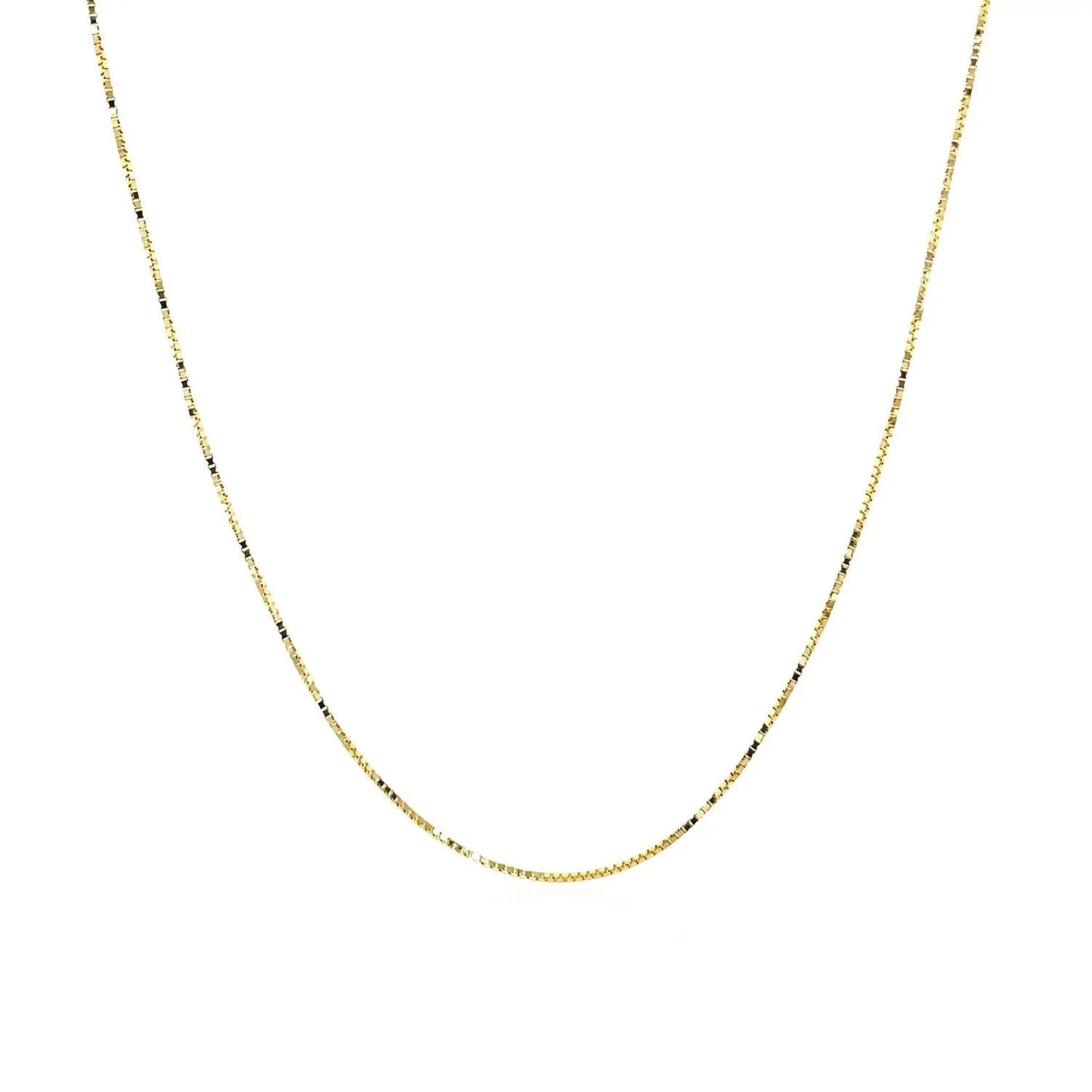 14k yellow gold box chain necklace 0.6mm slim and classic for everyday wear on Tampa Home & Garden Store