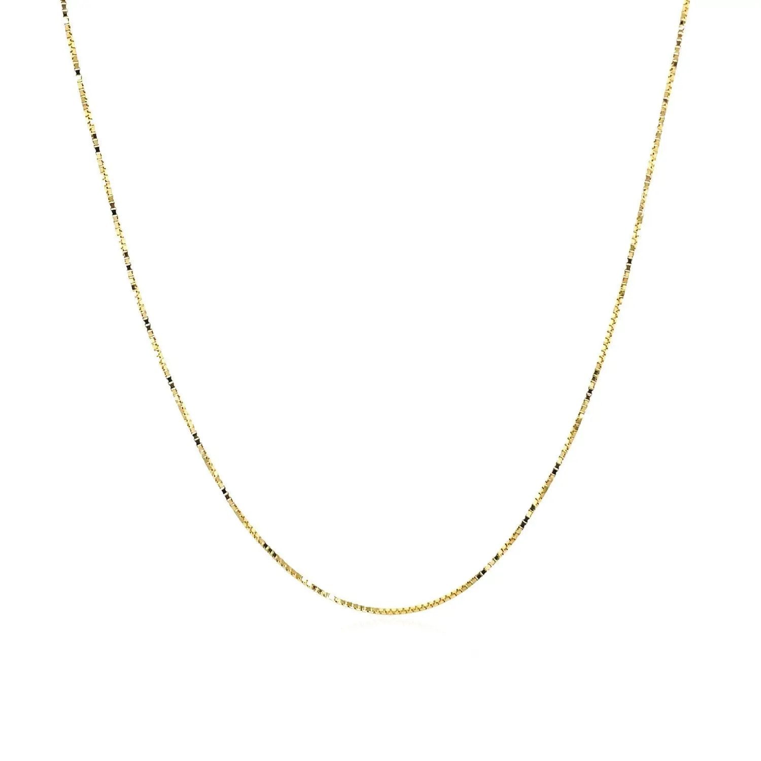 14k yellow gold box chain necklace 0.6mm slim and classic for everyday wear on Tampa Home & Garden Store