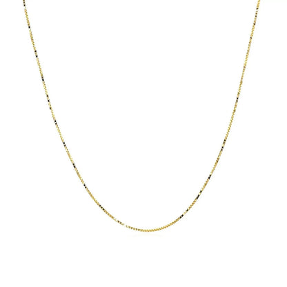 14k yellow gold box chain necklace 0.6mm slim and classic for everyday wear on Tampa Home & Garden Store