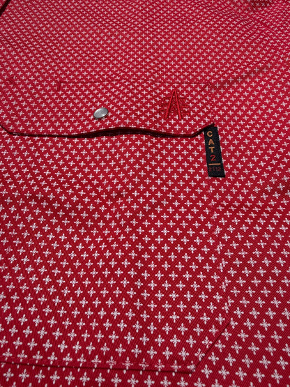 Static FR Pearl Snap Work shirt Alpha Red with pearl snap pocket on Tampa Home & Garden Store