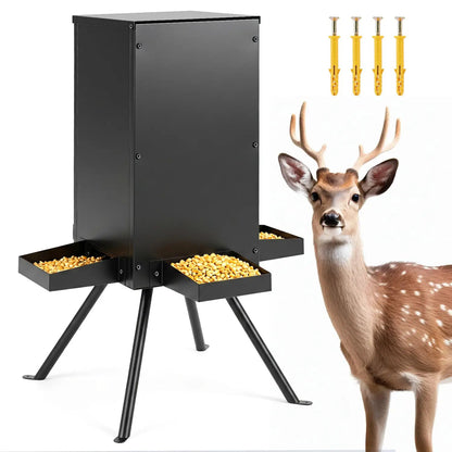 90lb Gravity Deer Feeder 4 Feeding Trays Stand