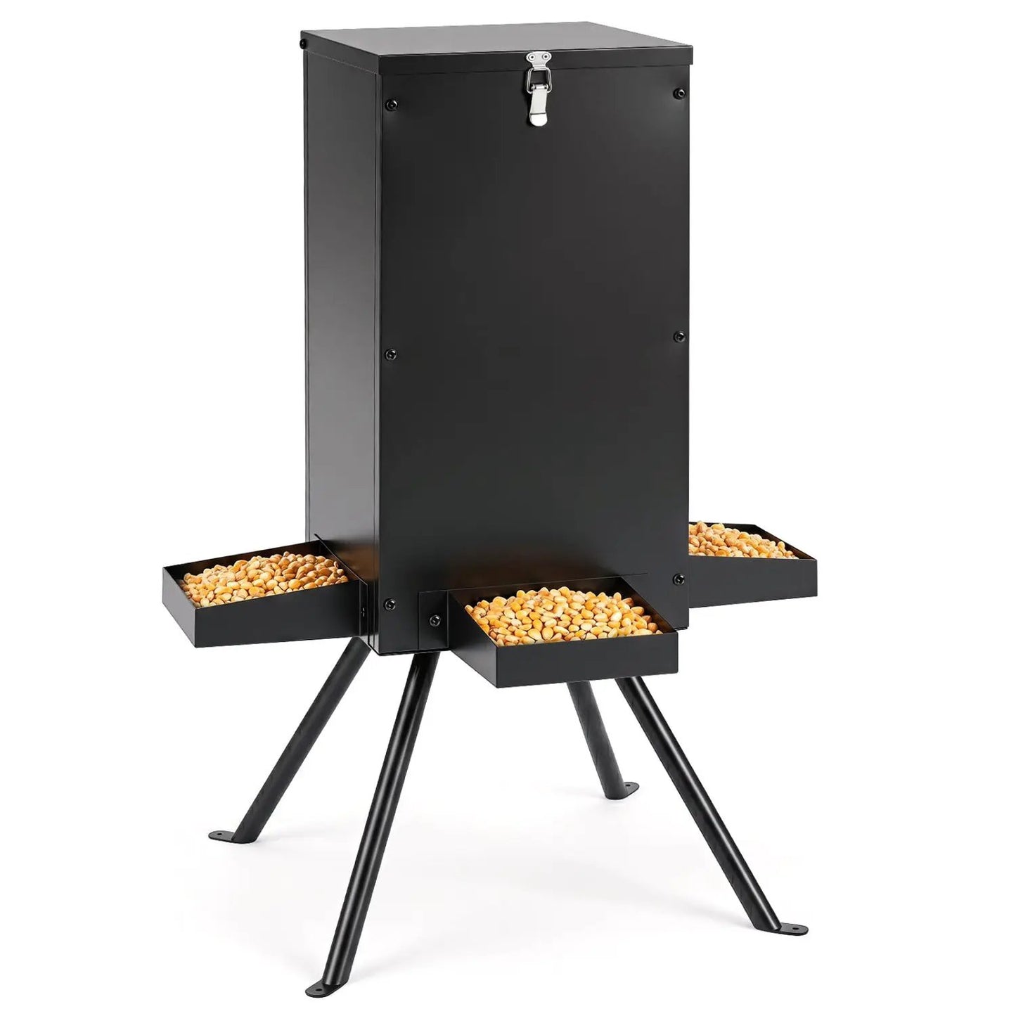 90lb Gravity Deer Feeder 4 Feeding Trays Stand