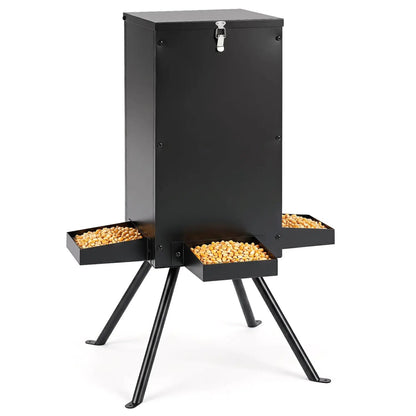 90lb Gravity Deer Feeder 4 Feeding Trays Stand