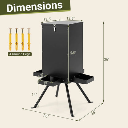 90lb Gravity Deer Feeder 4 Feeding Trays Stand