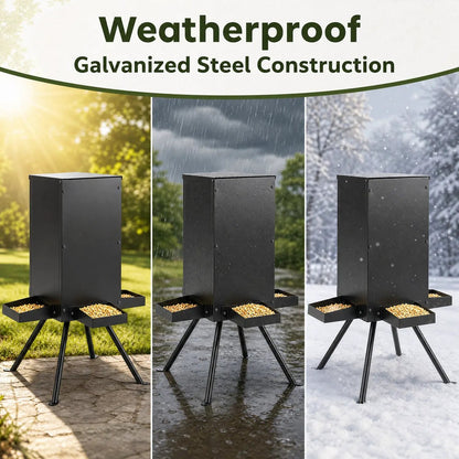 90lb Gravity Deer Feeder 4 Feeding Trays Stand