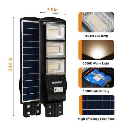 90W 120W Solar street LED lights -warm white/ white - Tampa Home & Garden Store