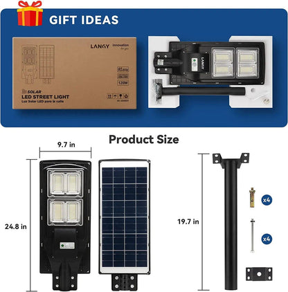 90W 120W Solar street LED lights -warm white/ white - Tampa Home & Garden Store