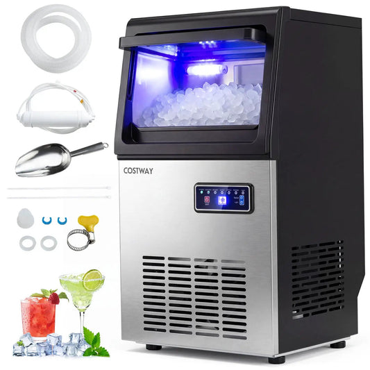 DirectDeals 90 LBS/24H nugget ice maker with stainless steel body and blue interior light on Tampa Home & Garden Store
