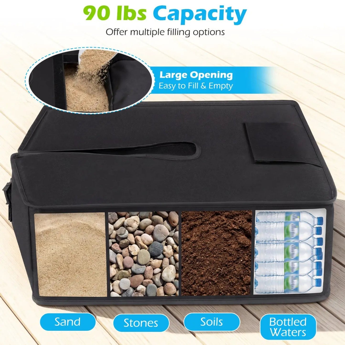 90 Pounds Sand Fillable Umbrella Base Weight