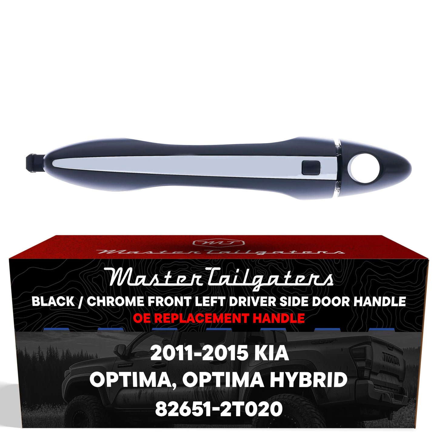 Exterior door handle Black/Chrome replacement for Kia Optima front left driver side Tailgaters on Tampa Home & Garden Store