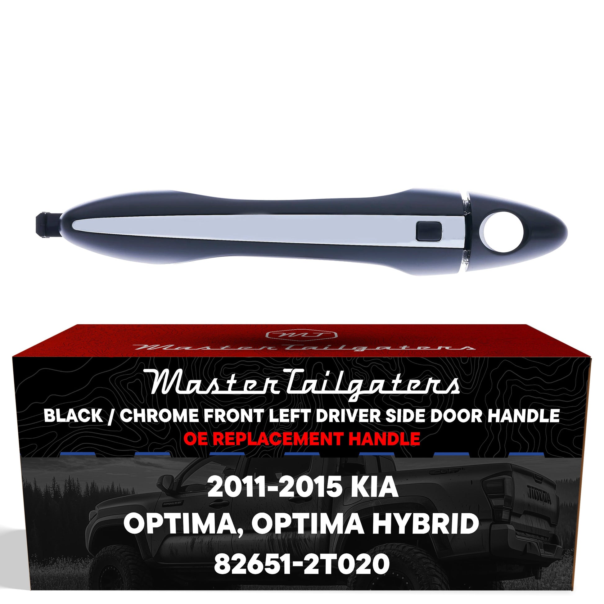 Exterior door handle Black/Chrome replacement for Kia Optima front left driver side Tailgaters on Tampa Home & Garden Store