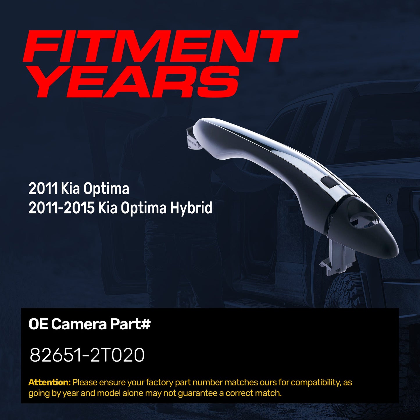 Exterior door handle for Kia Optima 2011 Front Left, black/chrome OE 82651-2T020 on Tampa Home & Garden Store