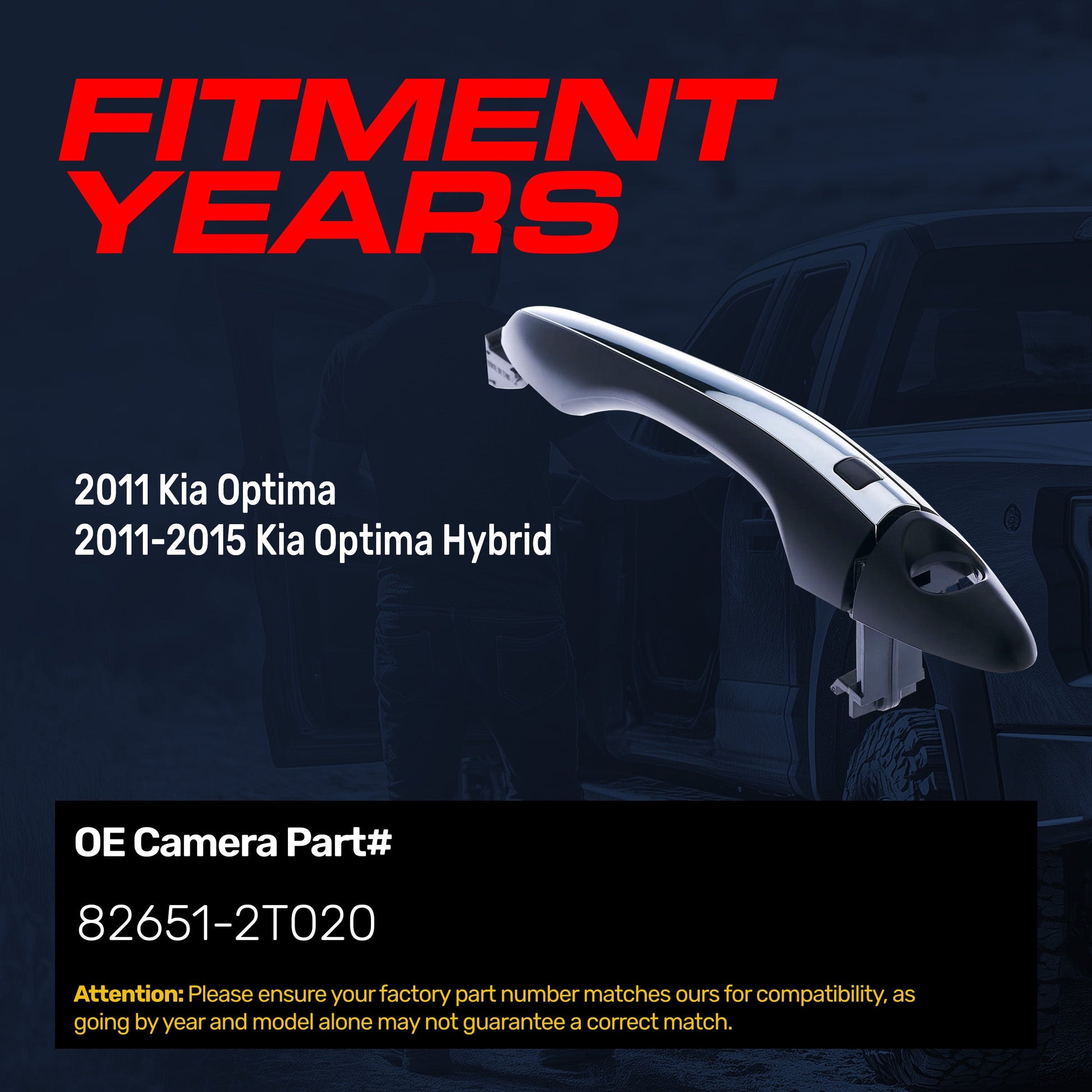 Exterior door handle for Kia Optima 2011 Front Left, black/chrome OE 82651-2T020 on Tampa Home & Garden Store