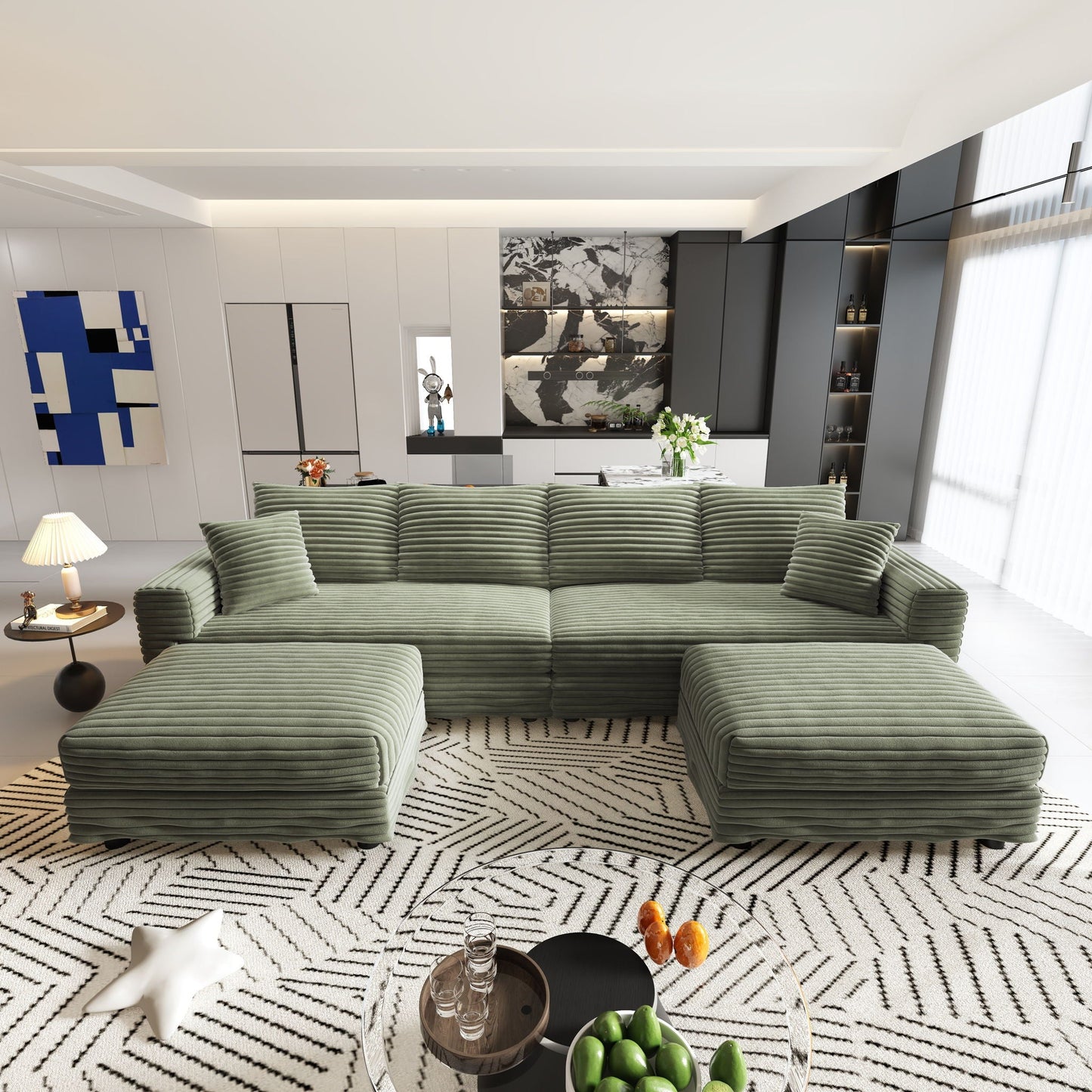 Convertible Sofa With Deep Seat and Pillows