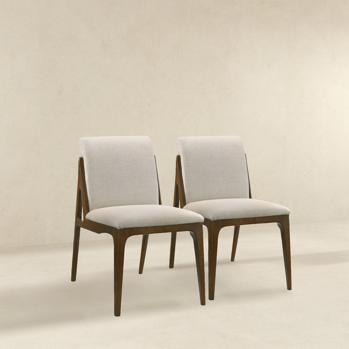 Elegant dining chair set HouseOfZazla in light beige upholstery with wood legs, 2 chairs on Tampa Home & Garden Store